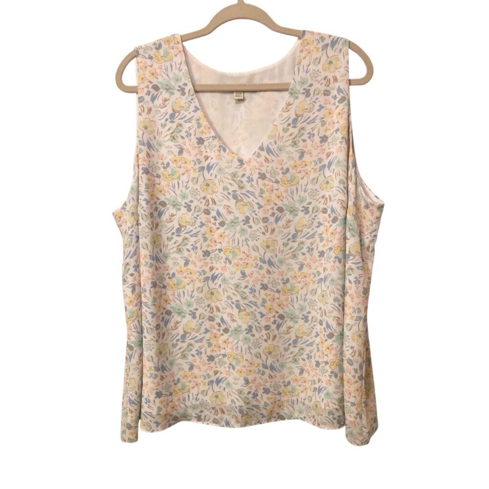 Cato Women's Floral V-Neck Sleeveless Top - Pastel Floral Size 22/24 Petite